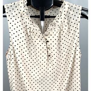 Hawthorn Sleeveless Blouse Size S Black & White Polka Dot